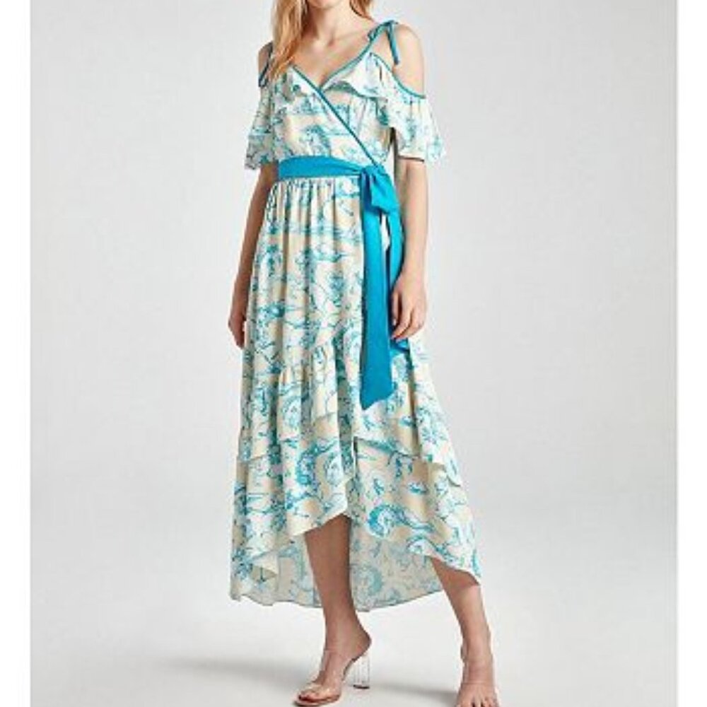 NWT NORDSTROM Midi Wrap Viscose Silk Dress NOCTURNE